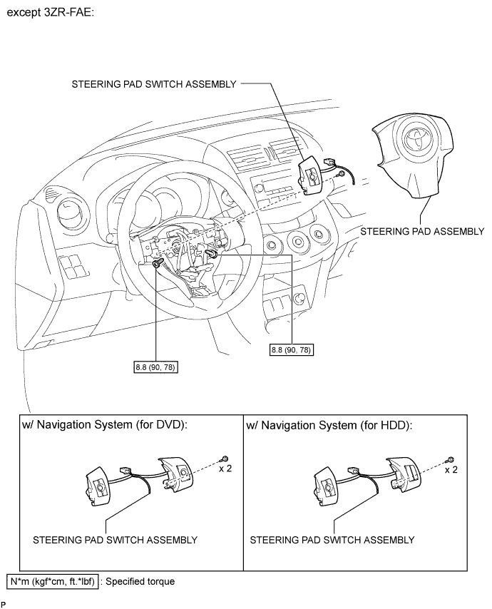 Toyota Rav4. Aca30, 33, 38 Gsa33 Zsa30, 35.Audio Visual.Audio And Visual System.Steering Pad Switch  Components